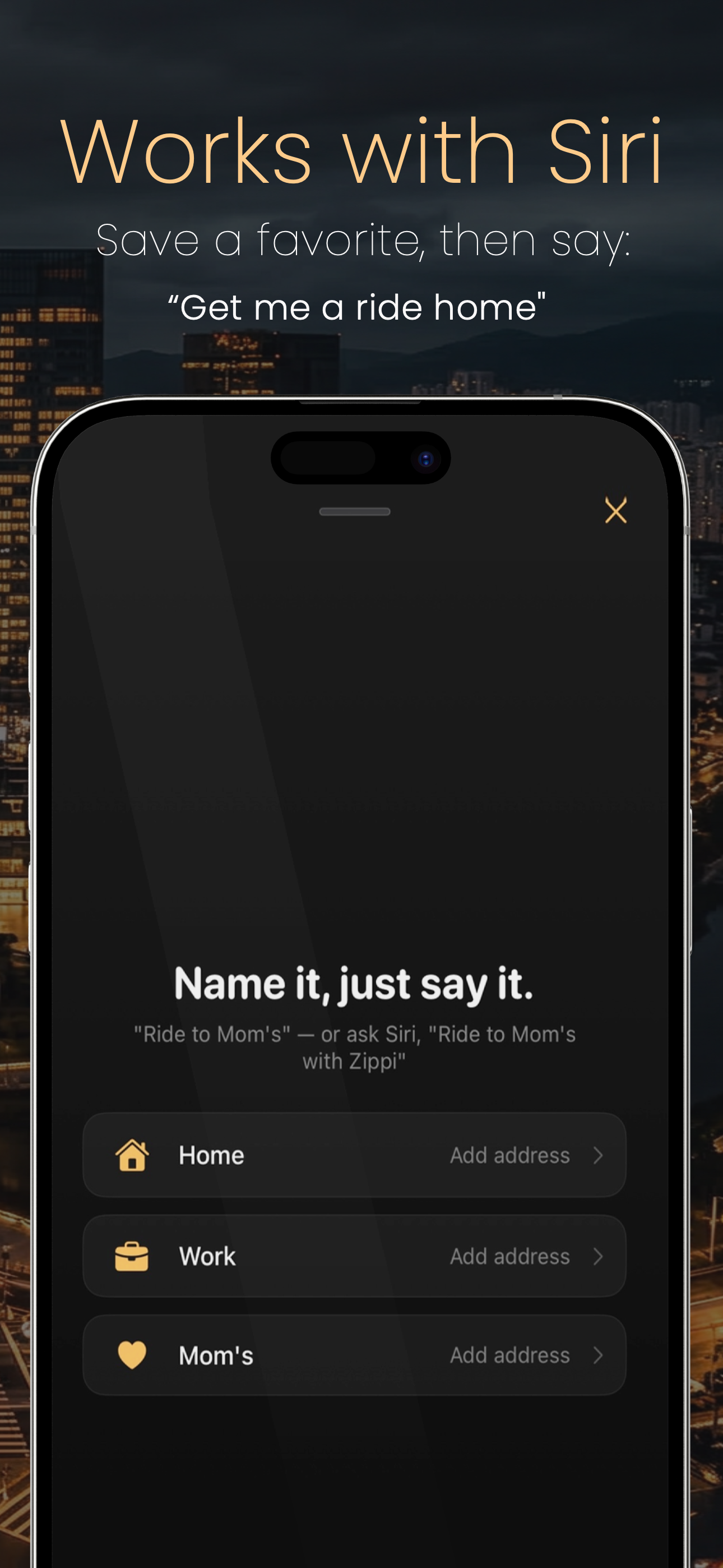 Works with Siri favorite ride shortcuts in Zippi