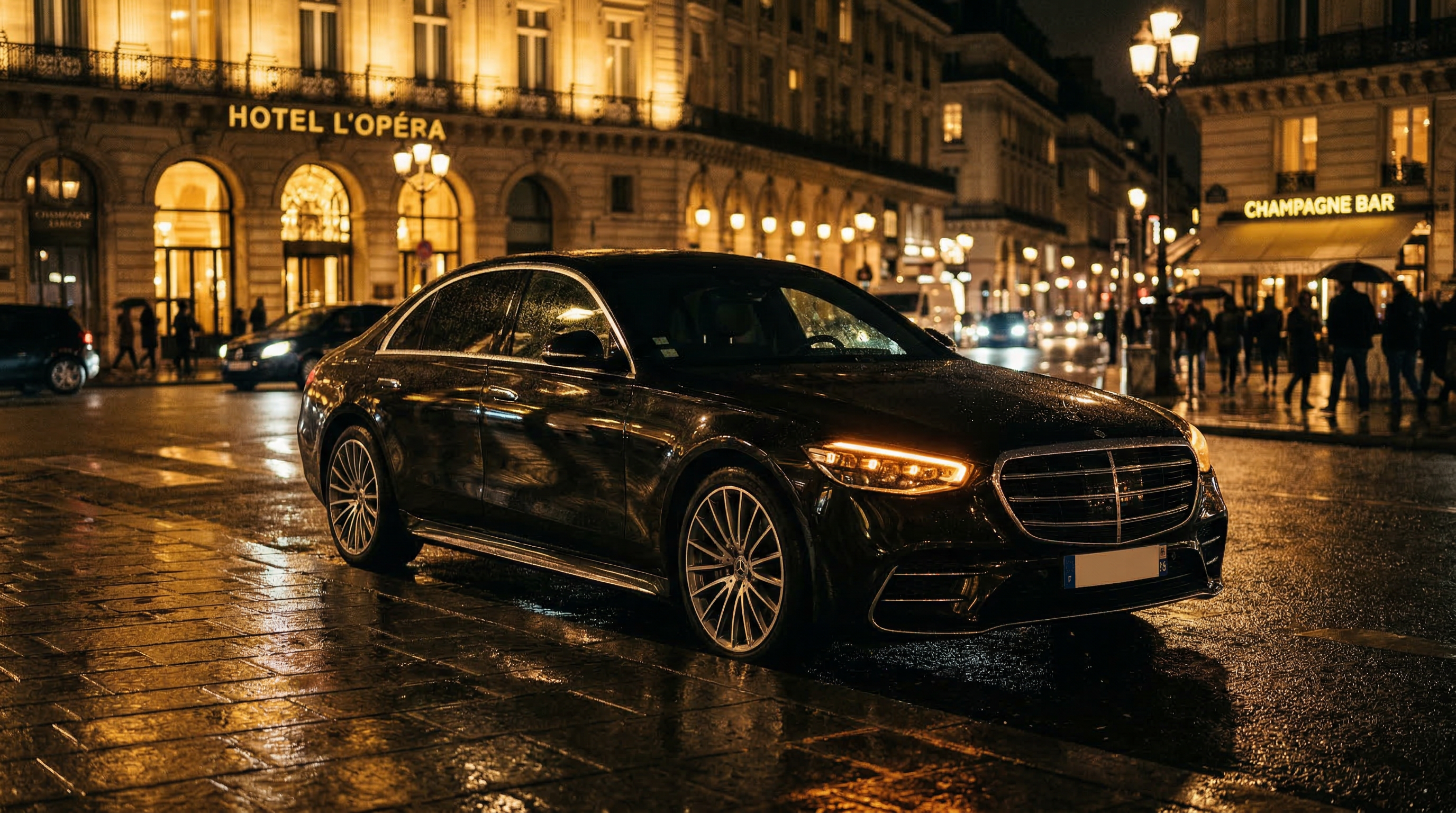 Luxury sedan at night